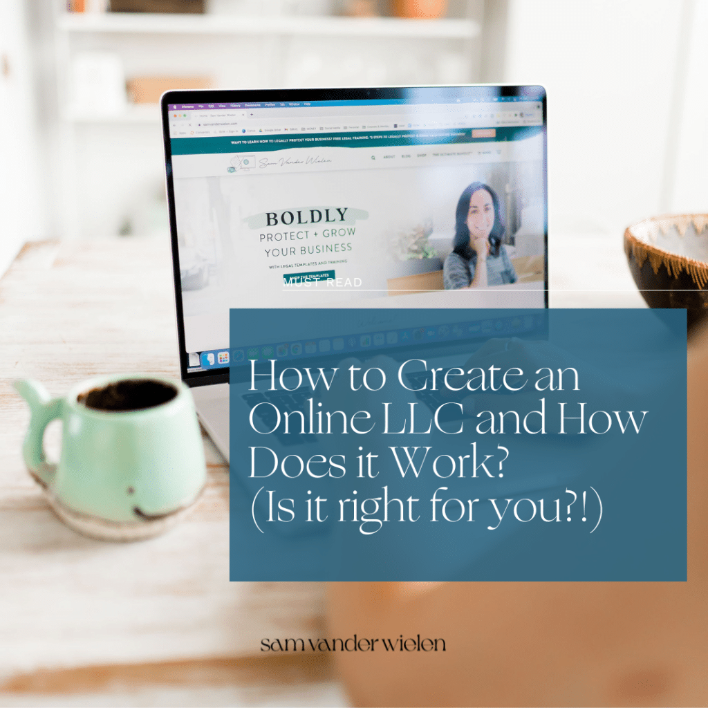 open laptop with text overlay "What is an LLC and How Does it Work (Is it right for you!)"