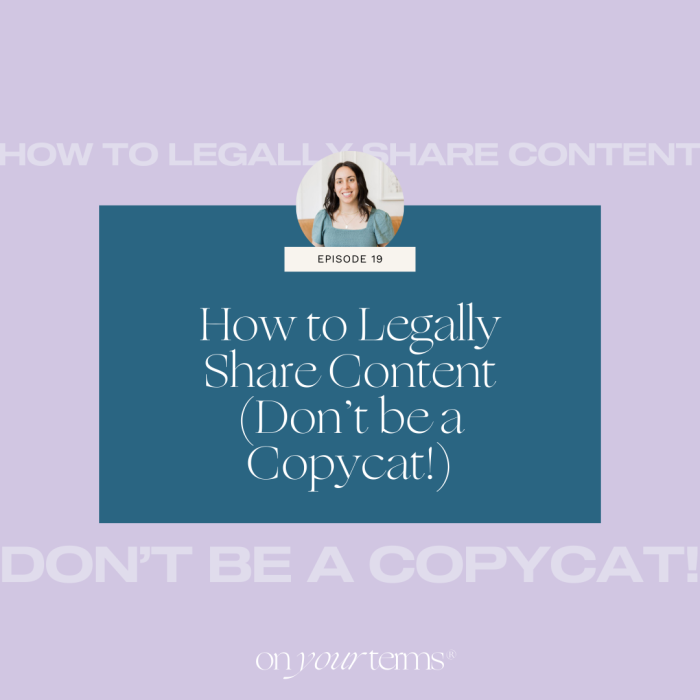 lavender background with text overlay "How to Legally Share Content (Don’t be a Copycat!)"