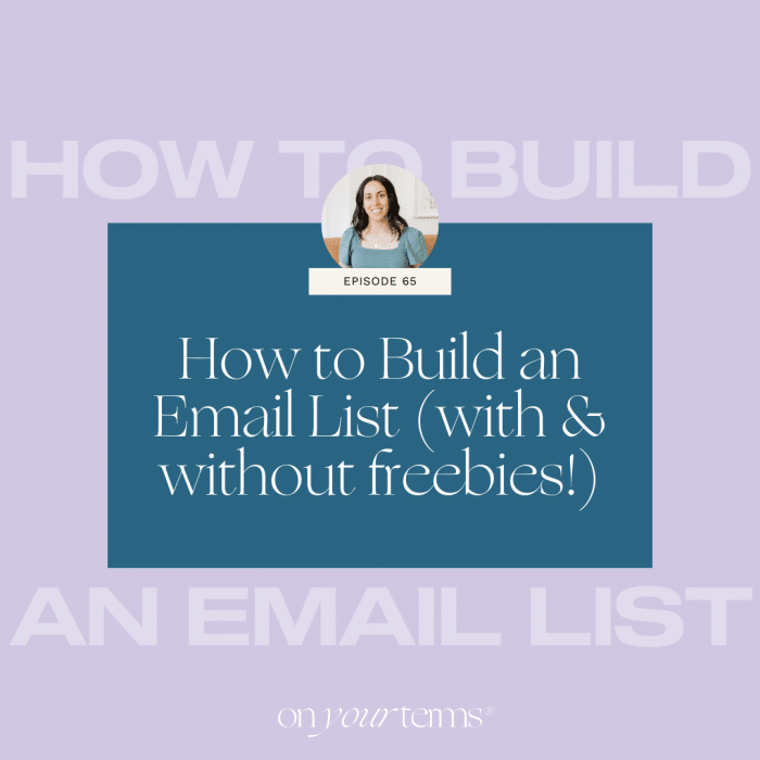 lavender background with text overlay "How to Build an Email List (with & without freebies!)"