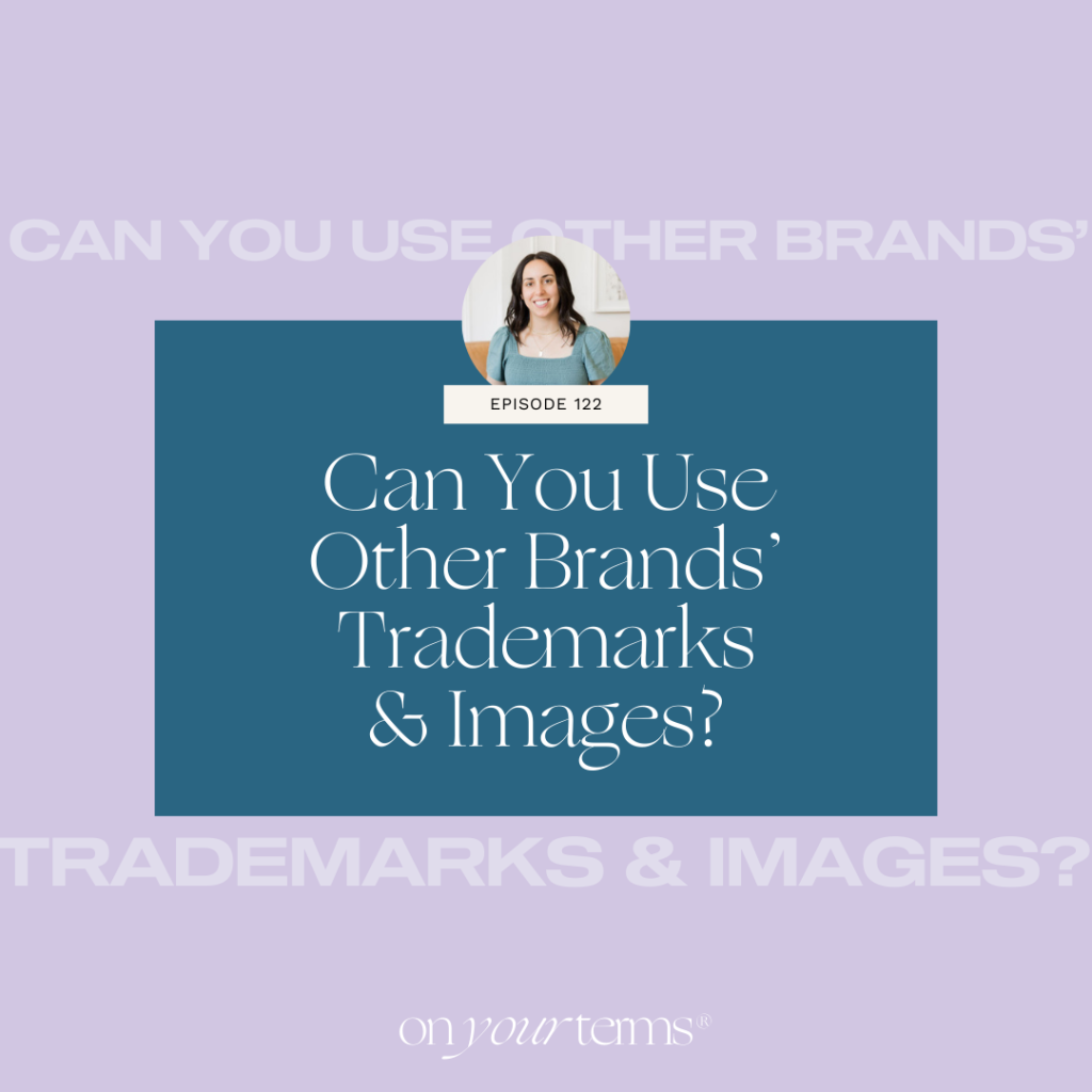 lavender background with text overlay "Can You Use Other Brands’ Trademarks And Images"