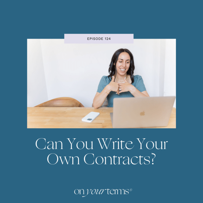 Woman sitting in front of laptop with text overlay "Does Your Contract Need to be Written by an Attorney"