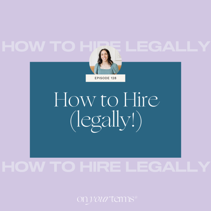 lavender background with text overlay "How to Hire (legally!)"