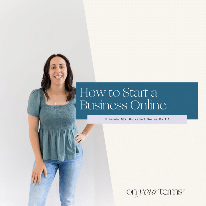 woman standing and smiling with text overlay "How to Start a Business Online Setting the foundation"