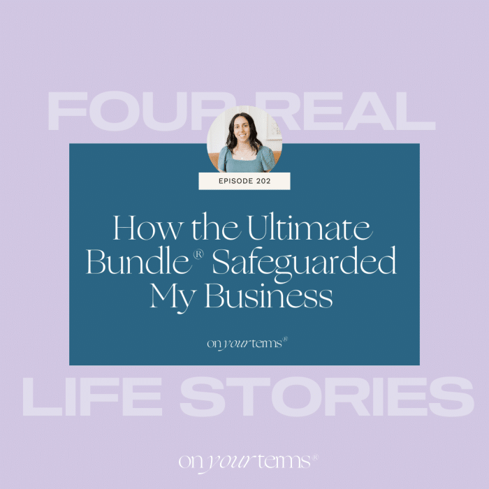 lavender background with text overlay "How the Ultimate Bundle®️Safeguarded My Business 4 Real Life Stories"