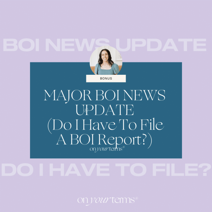 Lavender background with text overlay "MAJOR BOI NEWS UPDATE (DO I HAVE TO FILE A BOI REPORT)"