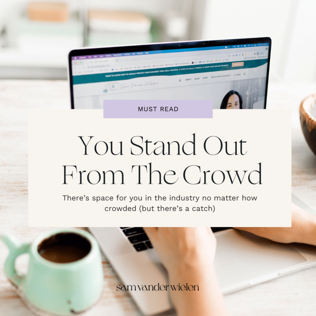 woman typing on a laptop with headline You Stand Out From The Crowd