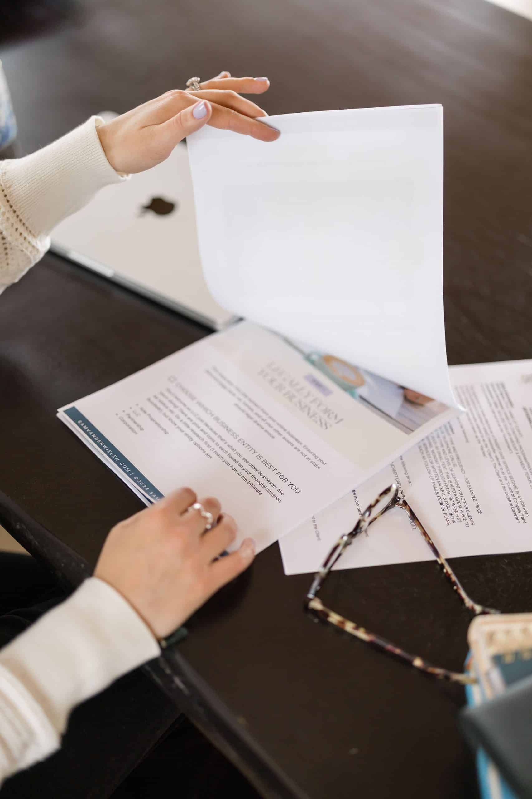 Woman looking at a contract