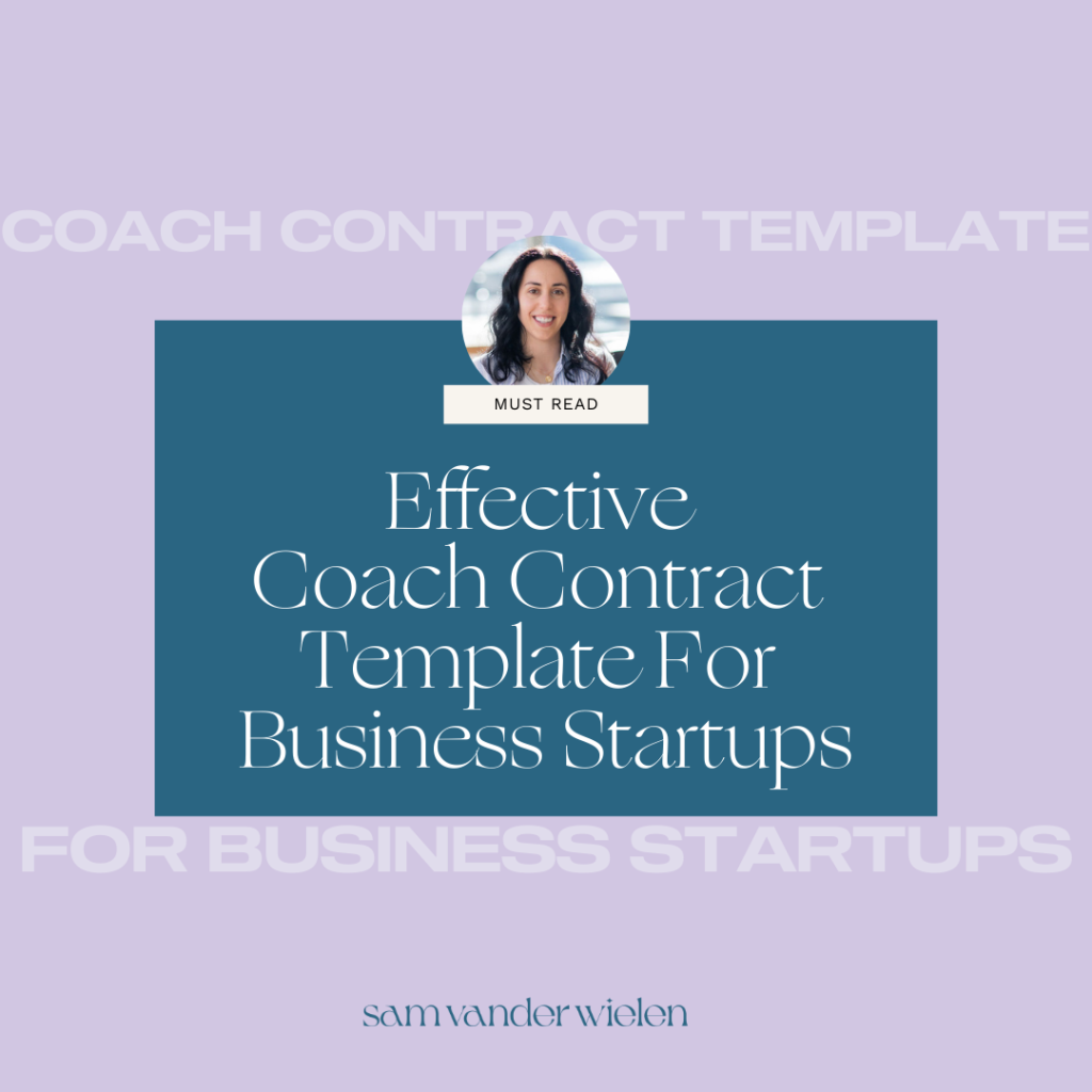 Lavender background with text overlay "Effective Coach Contract Template For Business Startups"
