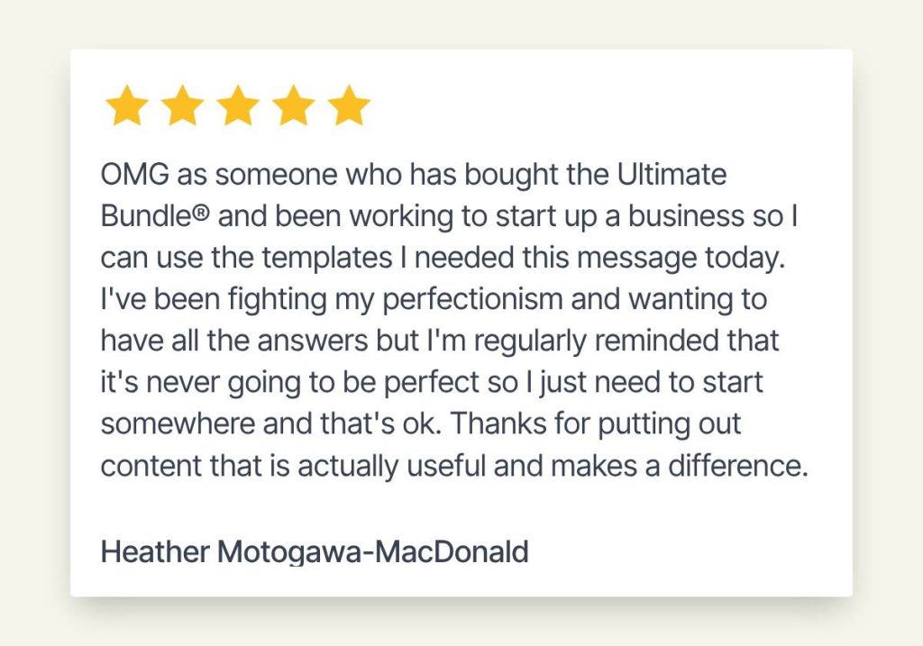 Ultimate bundle testimonial