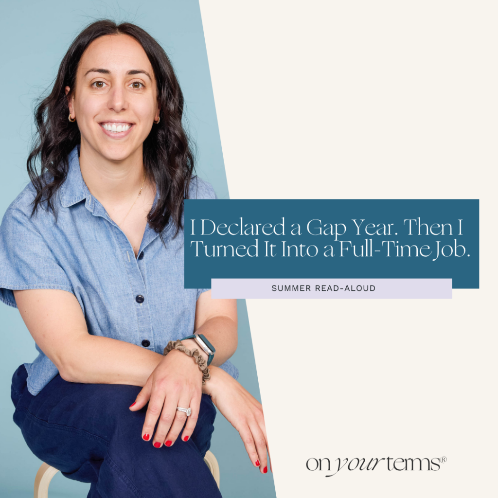 Sam Vander Wielen smiling and wearing a blue denim shirt. Text overlay reading “I Declared a Gap Year. Then I Turned It Into a Full-Time Job. [Summer Read-Aloud]"