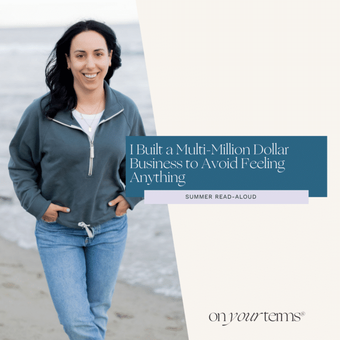 Sam Vander Wielen smiling and standing on the beach. Text overlay reading “I Built a Multi-Million Dollar Business to Avoid Feeling Anything [Summer Read-Aloud]"