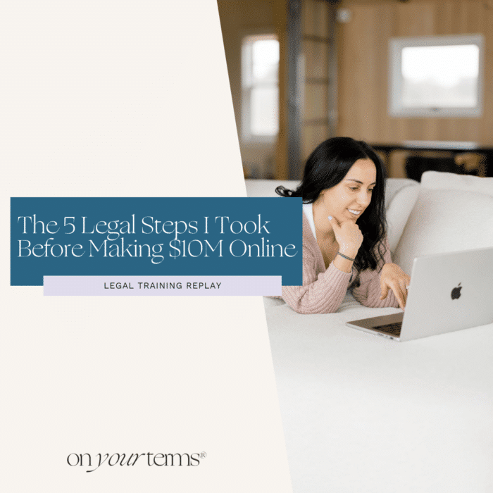 Samm Vander Wielen laying on a couch and typing on laptop. Text overlay reads "The 5 Legal Steps I Took Before Making $10M Online"